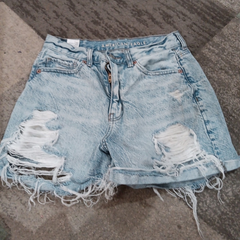 American Eagle Outfitters Blue Jean Shorts Distressed Style